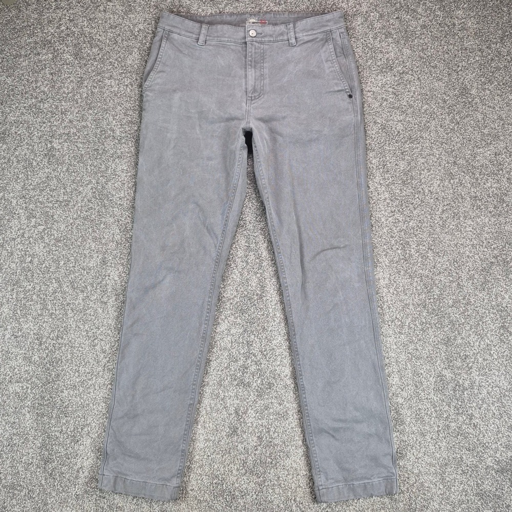 Faherty Stretch Canvas Flannel Lined Pants Mens 32 Slate Gray Chino